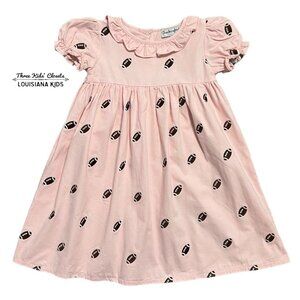 Smockingbird 5Y Pink Embroidered Football Dress